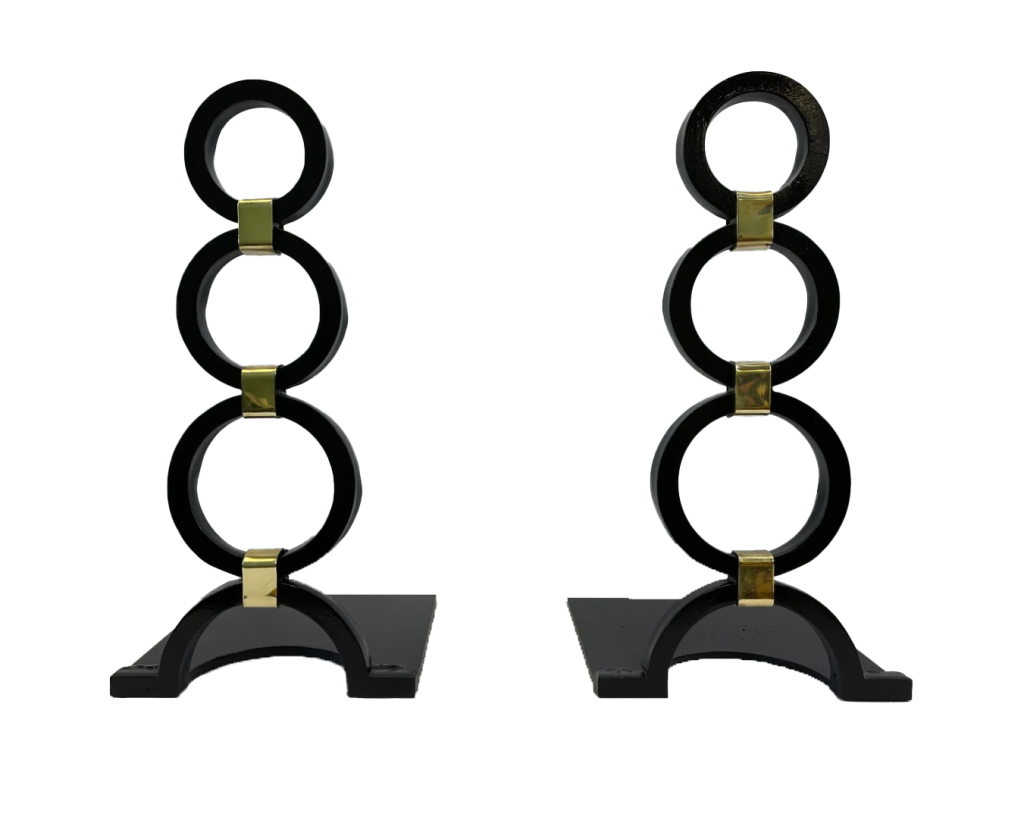 Circle with Brass Accents Andirons