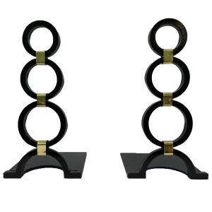 Circle with Brass Accents Andirons